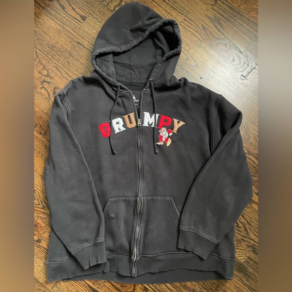 Vintage Disney Parks Authentic Grumpy Full Zip Sweatshirt Hoodie Size XXL